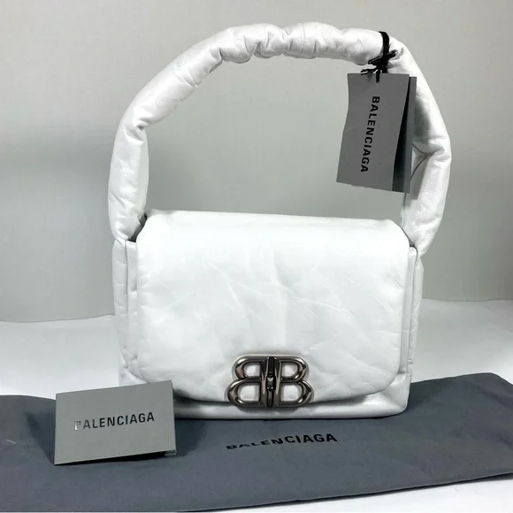 Balenciaga Small Monaco Leather Shoulder Bag Optic White NEW 7878962AA3Z - Picture 15 of 17